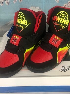 NIB Ewing Concept HI Mason Tribute High Top Sneakers Black/Red/Yellow Mens 10